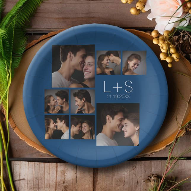 Assiettes En Carton Créez votre propre collection photo Mariage Monogr (Personalized Wedding and Anniversary Party Plates)