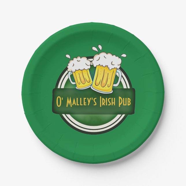 Assiettes En Carton Créez votre propre logo irlandais de Pub (Devant)