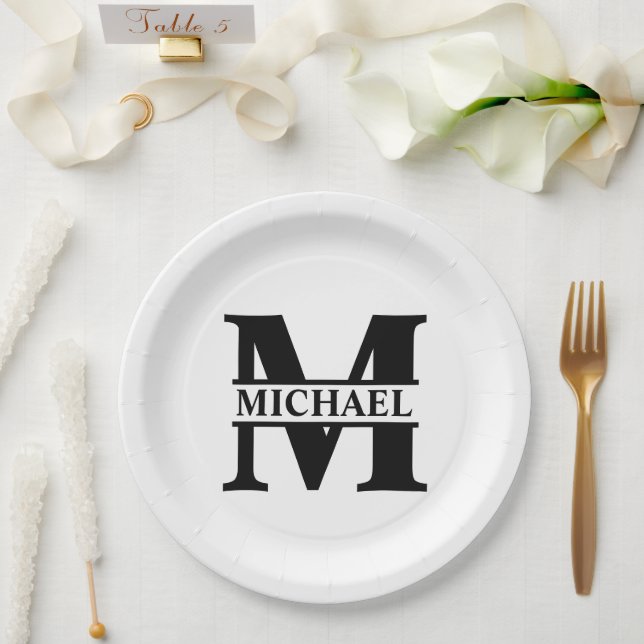 Assiettes En Carton Créez votre propre monogramme (Mariage)