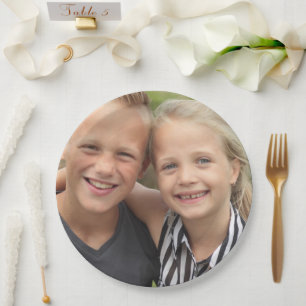 Assiettes En Carton Créez votre propre Sticker rond classique photo