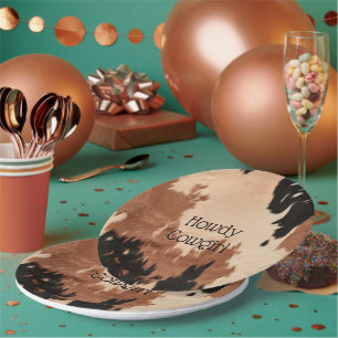 Assiettes En Carton Crème Brown de cowhide