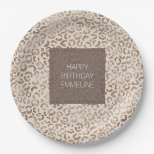 Assiettes En Carton Crème Brown Empreinte de léopard Anniversaire