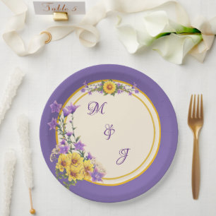 Assiettes En Carton Crème de mariage du jardin de printemps