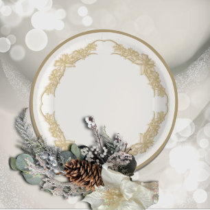 Assiettes En Carton Crème dentelle Sheer Poinsettia