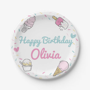 Assiettes En Carton Crème glacée Douce Célébration Anniversaire F