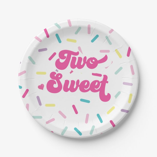 Assiettes En Carton Crème glacée et gâteau Deux douces 2e anniversaire (Devant)