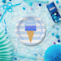 Crème glacée sucrée 1er anniversaire garçon bleu