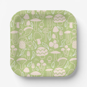 Assiettes En Carton Crème verte aux champignons