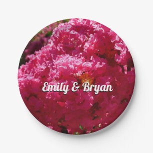 Assiettes En Carton Crepe Myrtle Tree Magenta Floral