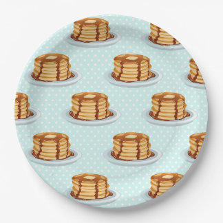 Assiettes En Carton Crêpes avec sirop d'érable et Motif Polkadot