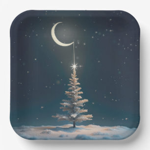 Assiettes En Carton Crescent Moon avec l'étoile de Noël