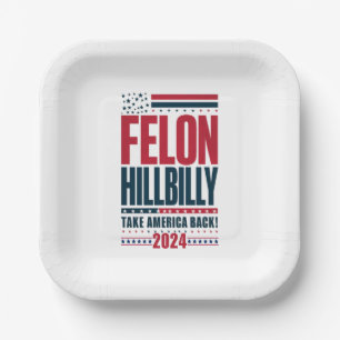 Assiettes En Carton Criminel Hillbilly 2024 Trump Vance 2024 Élection
