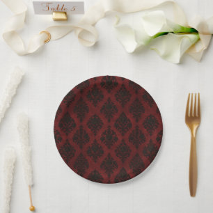 Assiettes En Carton Crimson Nocturne Bloom Victorian