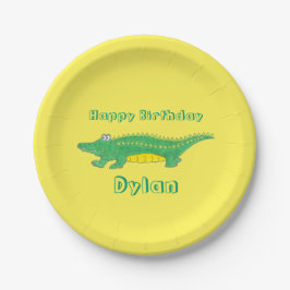 Assiettes En Carton Crocodile d'alligator d'anniversaire personnalisé