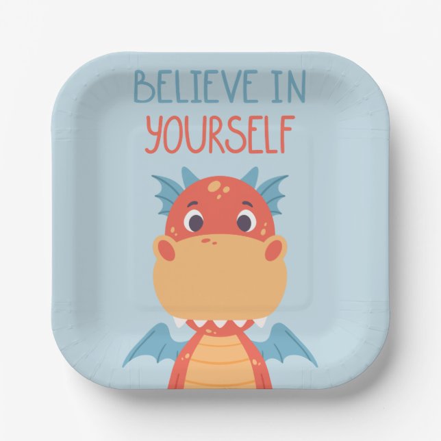 Assiettes En Carton Crois En Toi-Même Dragon (Recto)