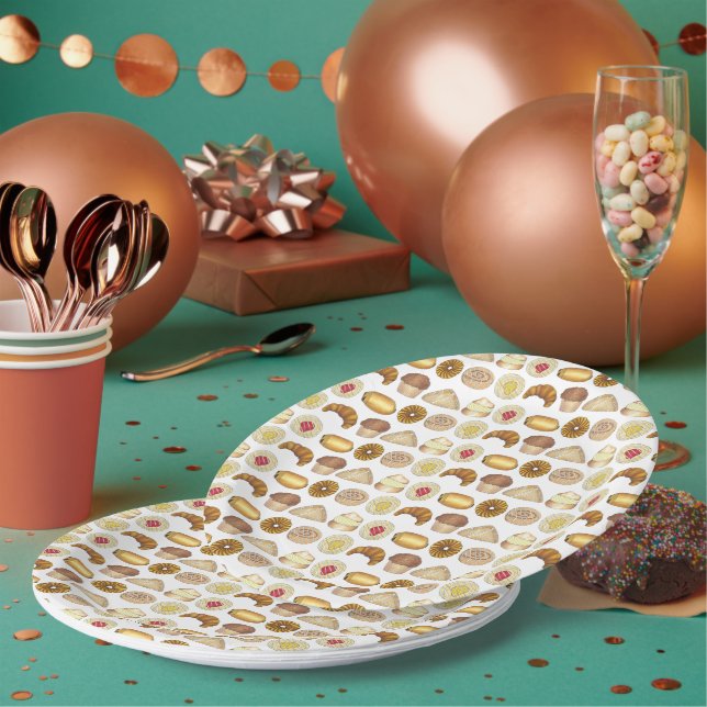 Assiettes En Carton Croissant en plateau de pâtisserie Danois Muffin (Multi)