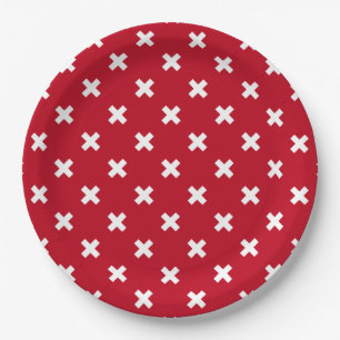 Assiettes En Carton Croix blanche sur le rouge