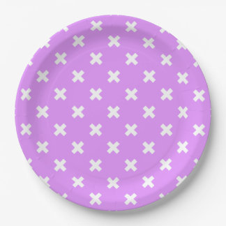 Assiettes En Carton Croix blanches sur lilas