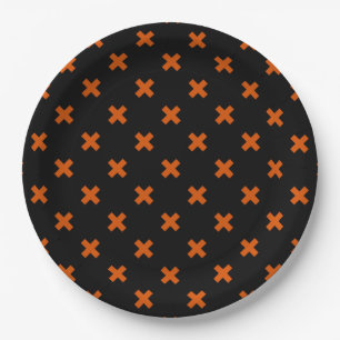 Assiettes En Carton Croix orange sur le noir