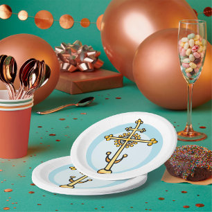 Assiettes En Carton Croix Orthodoxe Dorée Symbole Religieux