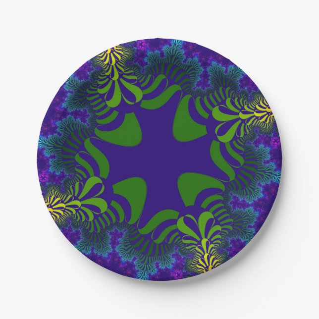 Assiettes En Carton Croix verte et bleue (Devant)