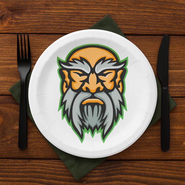Assiettes En Carton Cronos Grec Dieu Gris Plaques de papier à barbe (Créateur téléchargé)