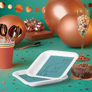 Assiettes En Carton Croquis de chat élégant