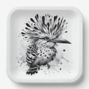 Assiettes En Carton Croquis d'encre d'oiseau