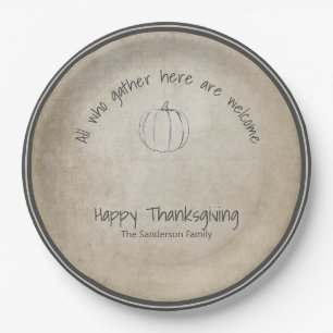 Assiettes En Carton Croquis Rustique du citrouille Thanksgiving