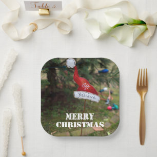 Assiettes En Carton Croyez Joyeux Noël Père Noël Casquette