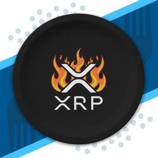 Assiettes En Carton Cryptomonnaie XRP Crypto Flammes Orange Feu Fondre