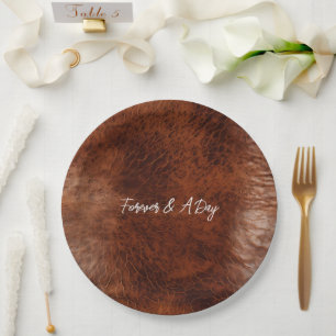Assiettes En Carton Cuir Brown Western Faux