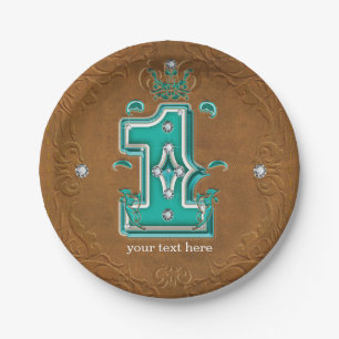 Assiettes En Carton Cuir Brun Rustique Occidental Aspect & Diamants 1 