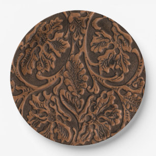 Assiettes En Carton Cuir de relief rustique