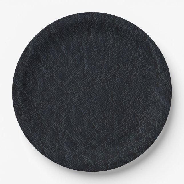 Assiettes En Carton Cuir noir Faux (Devant)