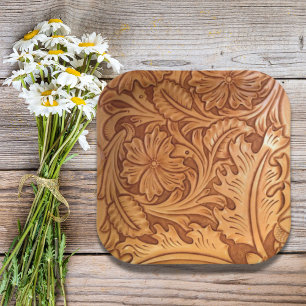 Assiettes En Carton cuir ouvragé de cow-boy de campagne occidental rus