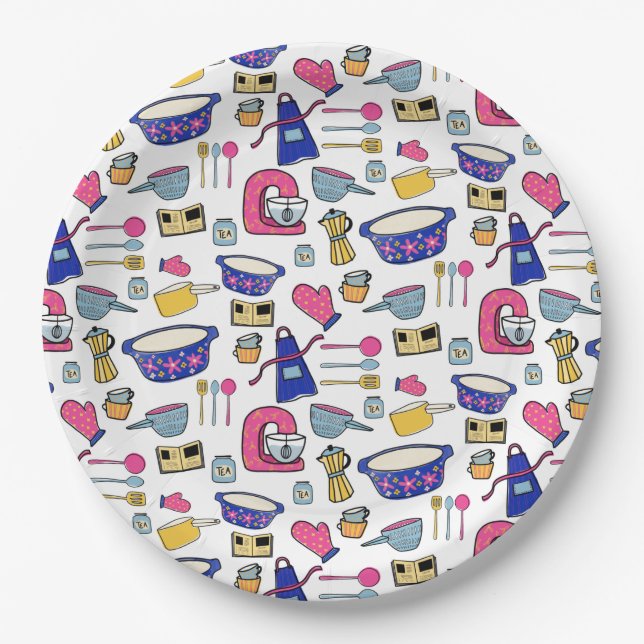 Assiettes En Carton Cuisine Lumineuse Ustensiles Chef Cake Baker (Devant)