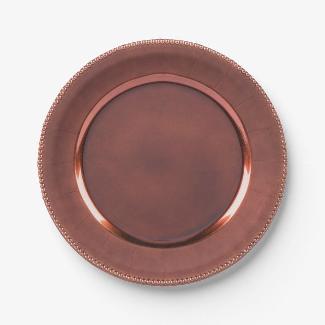 Assiettes En Carton cuivre de faux de Perlé-bord/conception rose d'or (Devant)