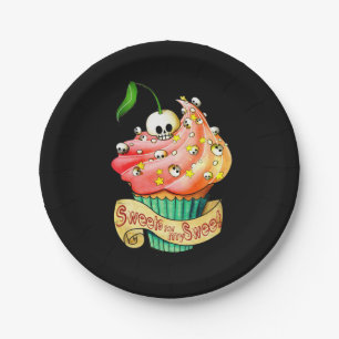 Assiettes En Carton Cupcake à crâne doux et mortel