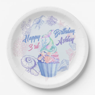 Assiettes En Carton Cupcake de la queue de sirène Plaque de papier d'a