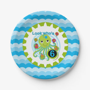 Assiettes En Carton Cupcake Octopus 6 plaques de papier d'anniversaire