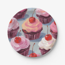 Assiettes En Carton Cupcakes aux cerises congelées | Fête d'anniversai