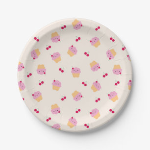 Assiettes En Carton Cupcakes & Cerises mignons