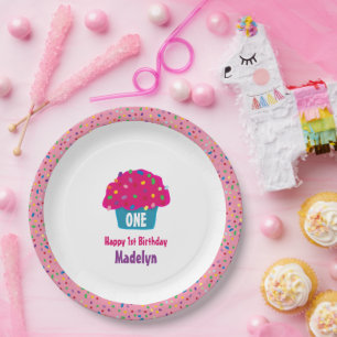 Assiettes En Carton Cupcakes Frosted Rainbow Sprinkke Conception de cu