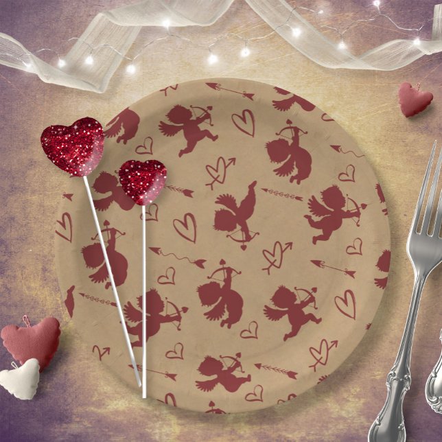 Assiettes En Carton Cupids Arrows and Hearts (Créateur téléchargé)