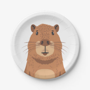 Assiettes En Carton Curieux portrait Capybara