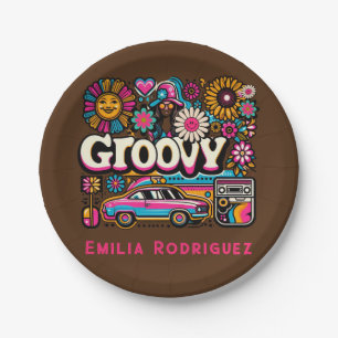 Assiettes En Carton Custom 70's Rétro Disco Anniversaire Boogie Groovy