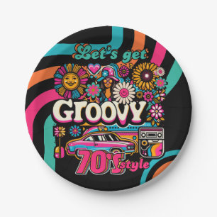 Assiettes En Carton Custom 70's Rétro Disco Anniversaire Boogie Groovy