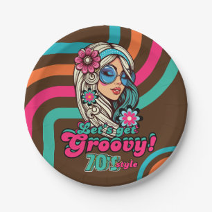 Assiettes En Carton Custom 70's Rétro Disco Anniversaire Boogie Groovy