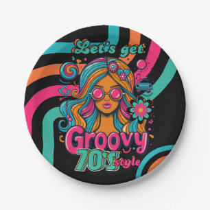 Assiettes En Carton Custom 70's Rétro Disco Anniversaire Boogie Groovy